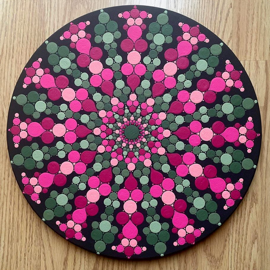 Pink & Green Floral Burst Mandala