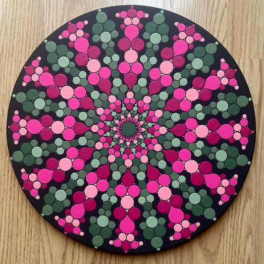 Pink & Green Floral Burst Mandala